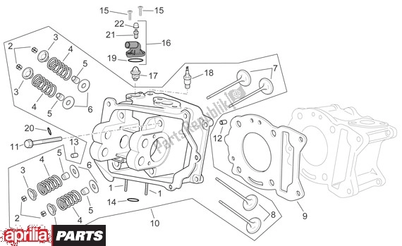 Alle onderdelen voor de Cilinderkop van de Aprilia Scarabeo Light 52 300 2009 - 2010