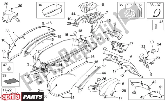 Alle Teile für das Helmbak des Aprilia Scarabeo Light 52 300 2009 - 2010