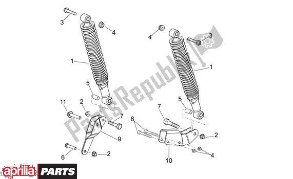 Alle onderdelen voor de Schokdemper Achter van de Aprilia Scarabeo Light 52 300 2009 - 2010