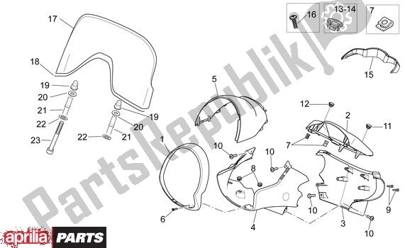 All parts for the Stuurafdekking of the Aprilia Scarabeo Light 52 300 2009 - 2010