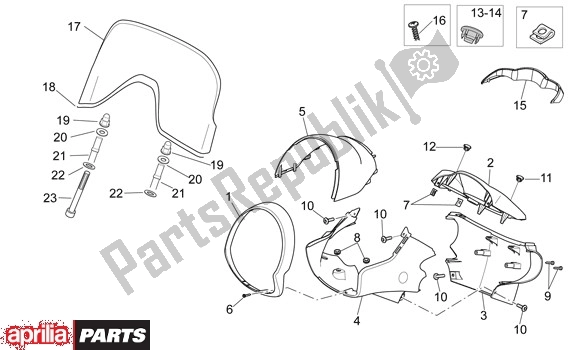 All parts for the Stuurafdekking of the Aprilia Scarabeo Light 52 300 2009 - 2010