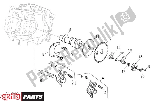 Alle onderdelen voor de Tuimelaars Nokkenas van de Aprilia Scarabeo Light 52 300 2009 - 2010