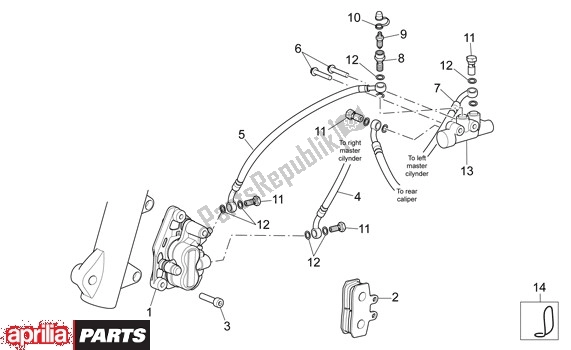 Tutte le parti per il Voorwielremklauw del Aprilia Scarabeo Light 52 300 2009 - 2010