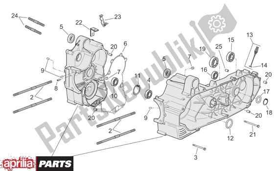 All parts for the Crankcase of the Aprilia Scarabeo Light 400-500 24 2006 - 2007