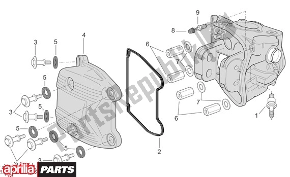 Alle onderdelen voor de Cilinderkopdeksel van de Aprilia Scarabeo Light 400-500 24 2006 - 2007