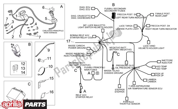 Toutes les pièces pour le Elektrische Installatie Ii du Aprilia Scarabeo Light 400-500 24 2006 - 2007