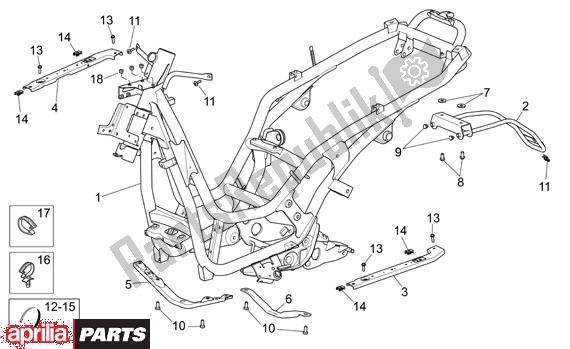 All parts for the Frame of the Aprilia Scarabeo Light 400-500 24 2006 - 2007