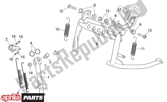All parts for the Center Stand of the Aprilia Scarabeo Light 400-500 24 2006 - 2007