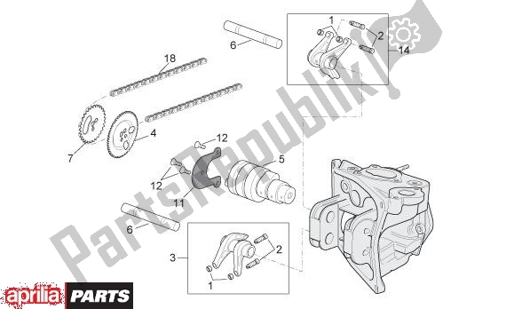 Alle onderdelen voor de Nokkenas van de Aprilia Scarabeo Light 400-500 24 2006 - 2007