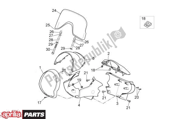 All parts for the Stuurafdekking of the Aprilia Scarabeo Light 400-500 24 2006 - 2007