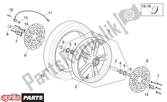 All parts for the Front Wheel of the Aprilia Scarabeo Light 400-500 24 2006 - 2007