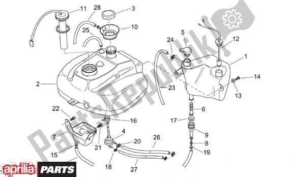 Alle onderdelen voor de Brandstoftank Olietank van de Aprilia Scarabeo Motore Minarelli 662 100 2000