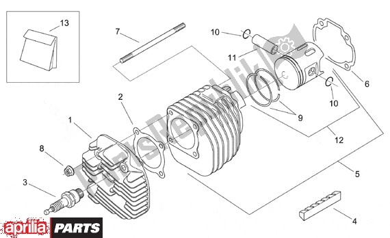Alle onderdelen voor de Cilinder van de Aprilia Scarabeo Motore Minarelli 662 100 2000