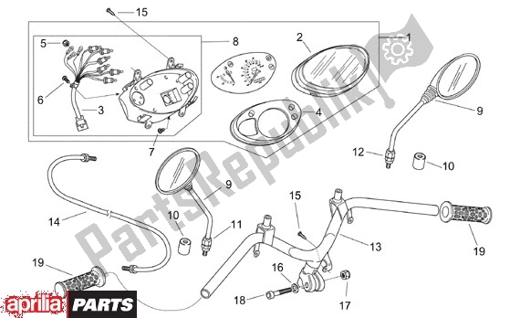 All parts for the Instrumentenunit of the Aprilia Scarabeo Motore Minarelli 662 100 2000
