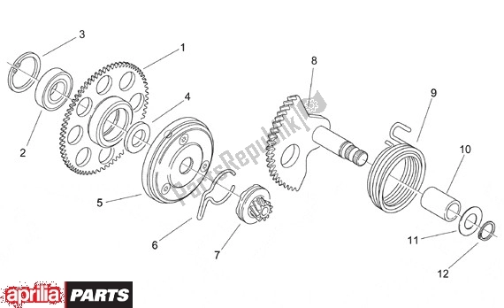 Alle onderdelen voor de Kickstarter van de Aprilia Scarabeo Motore Minarelli 662 100 2000