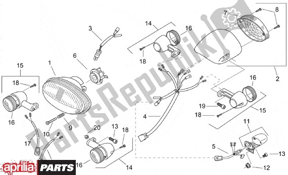 Alle onderdelen voor de Koplamp Achterlicht van de Aprilia Scarabeo Motore Minarelli 662 100 2000