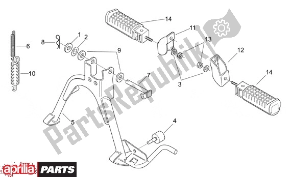 Alle onderdelen voor de Middenstandaard van de Aprilia Scarabeo Motore Minarelli 662 100 2000