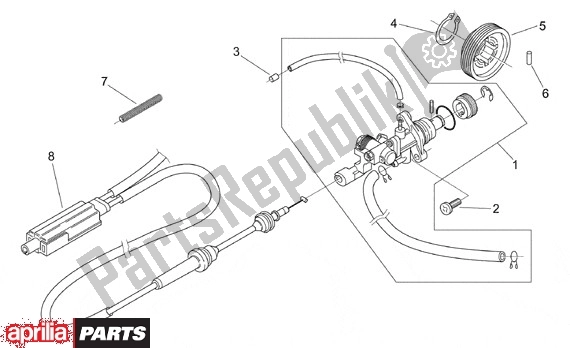 Alle onderdelen voor de Oliepomp van de Aprilia Scarabeo Motore Minarelli 662 100 2000