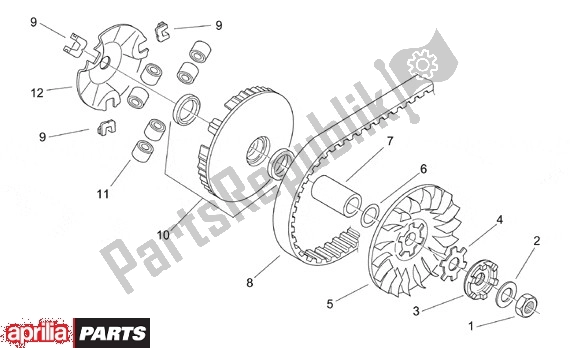 Alle onderdelen voor de Primaire Poelie van de Aprilia Scarabeo Motore Minarelli 662 100 2000