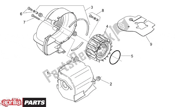 Alle onderdelen voor de Ventilatorafdekking van de Aprilia Scarabeo Motore Minarelli 662 100 2000