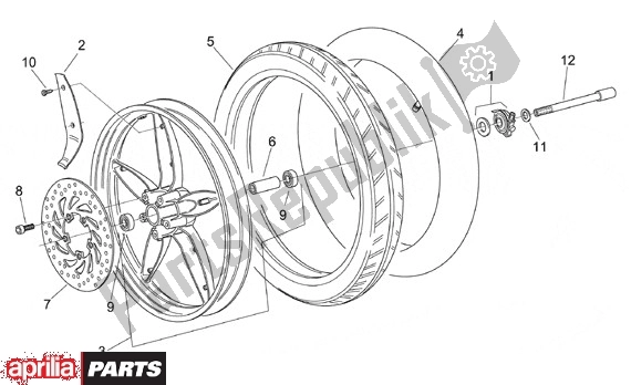 All parts for the Front Wheel of the Aprilia Scarabeo Motore Minarelli 662 100 2000