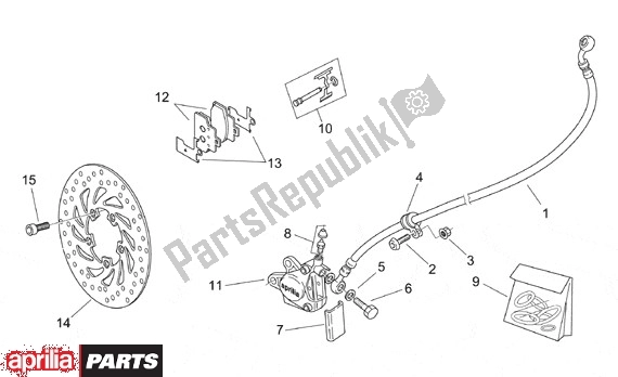 Alle onderdelen voor de Voorwielremklauw van de Aprilia Scarabeo Motore Minarelli 662 100 2000