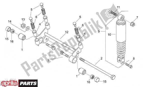 Alle onderdelen voor de Achterwielophanging van de Aprilia Scarabeo Motore Yamaha 661 100 2000
