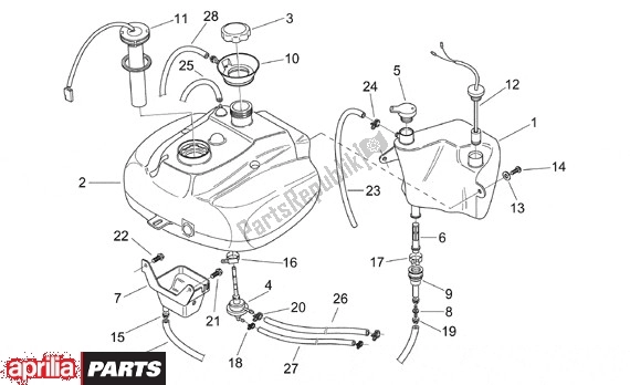 Alle onderdelen voor de Brandstoftank Olietank van de Aprilia Scarabeo Motore Yamaha 661 100 2000