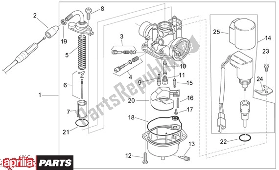 Alle onderdelen voor de Carburateur van de Aprilia Scarabeo Motore Yamaha 661 100 2000