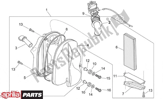Alle onderdelen voor de Filterhuis van de Aprilia Scarabeo Motore Yamaha 661 100 2000
