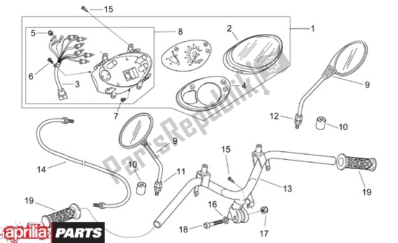 Alle onderdelen voor de Instrumentenunit van de Aprilia Scarabeo Motore Yamaha 661 100 2000