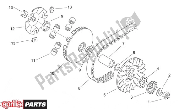 Alle onderdelen voor de Primaire Poelie van de Aprilia Scarabeo Motore Yamaha 661 100 2000
