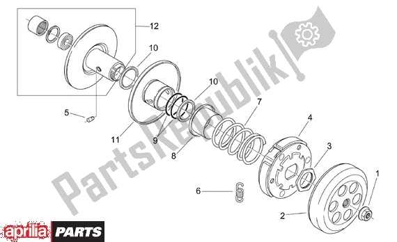 Alle onderdelen voor de Secundaire Poelie van de Aprilia Scarabeo Motore Yamaha 661 100 2000