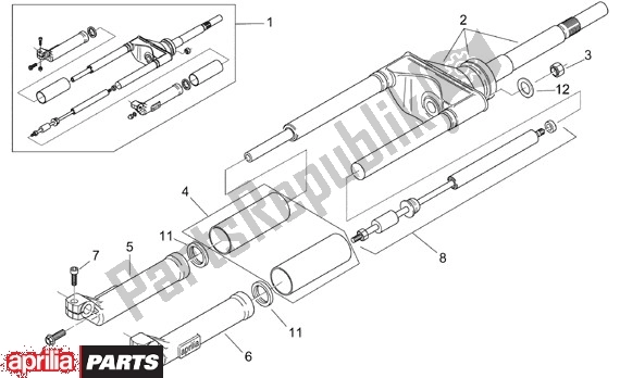 Wszystkie części do Voorwielvork Aprilia Scarabeo Motore Yamaha 661 100 2000