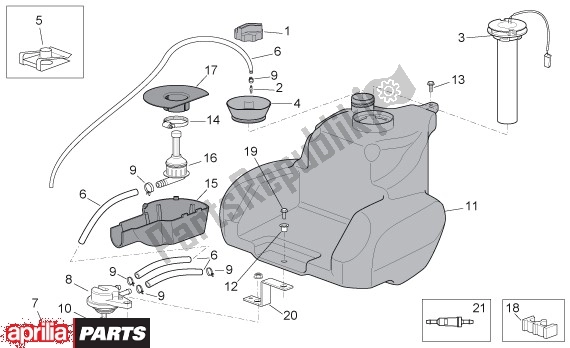 All parts for the Fuel Tank of the Aprilia Scarabeo Qauttro 53 50 2009
