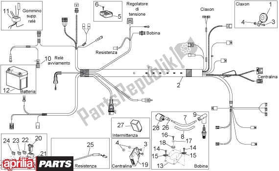 Todas las partes para Elektrische Installatie de Aprilia Scarabeo Qauttro 53 50 2009