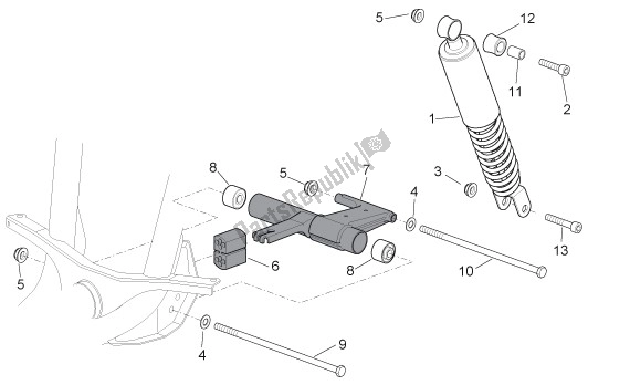 All parts for the Rear Shock Absorber of the Aprilia Scarabeo Qauttro 53 50 2009