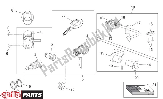 All parts for the Slotset of the Aprilia Scarabeo Qauttro 53 50 2009