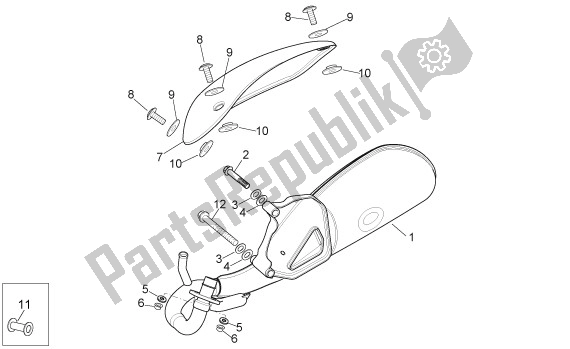 All parts for the Exhaust of the Aprilia Scarabeo Qauttro 53 50 2009