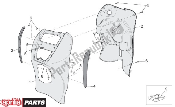 All parts for the Voorscherm of the Aprilia Scarabeo Qauttro 53 50 2009