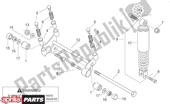 Alle onderdelen voor de Achterwielophanging van de Aprilia Scarabeo Street Restyling 19 50 2005 - 2006