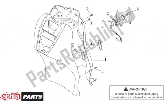 Alle Teile für das Beenschild Binnenzijde des Aprilia Scarabeo Street Restyling 19 50 2005 - 2006