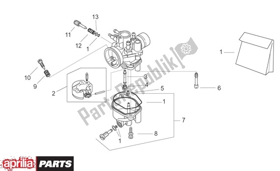 All parts for the Carburateurcomponenten of the Aprilia Scarabeo Street Restyling 19 50 2005 - 2006