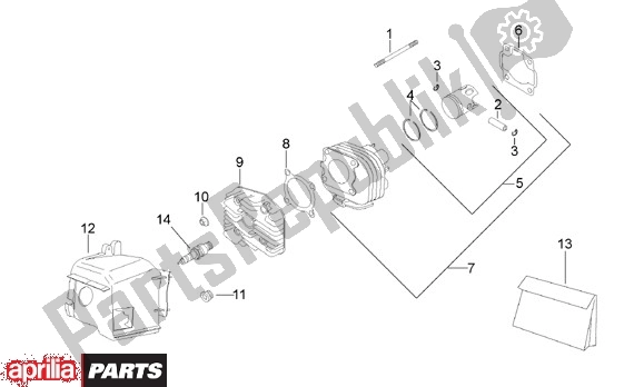 All parts for the Cylinder of the Aprilia Scarabeo Street Restyling 19 50 2005 - 2006