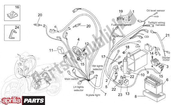 All parts for the Elektrische Installatie of the Aprilia Scarabeo Street Restyling 19 50 2005 - 2006