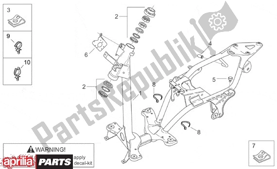 All parts for the Frame of the Aprilia Scarabeo Street Restyling 19 50 2005 - 2006