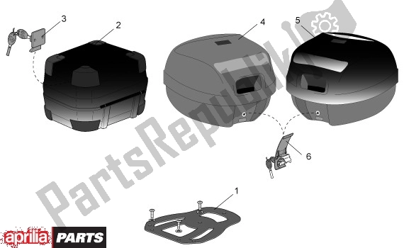 All parts for the Koffer of the Aprilia Scarabeo Street Restyling 19 50 2005 - 2006