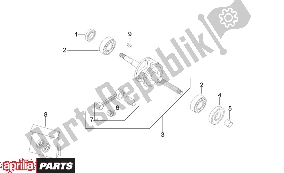 All parts for the Crankshaft of the Aprilia Scarabeo Street Restyling 19 50 2005 - 2006