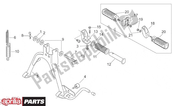All parts for the Center Stand of the Aprilia Scarabeo Street Restyling 19 50 2005 - 2006