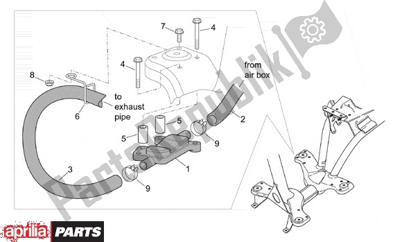 All parts for the Nevenluchtbehuizing of the Aprilia Scarabeo Street Restyling 19 50 2005 - 2006